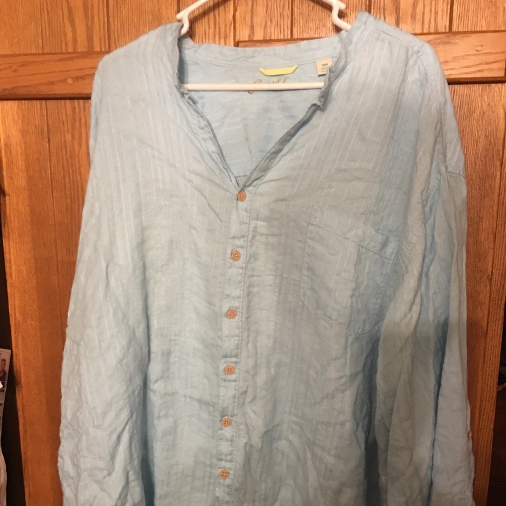 Caribbean blue linen shirt size 4XB